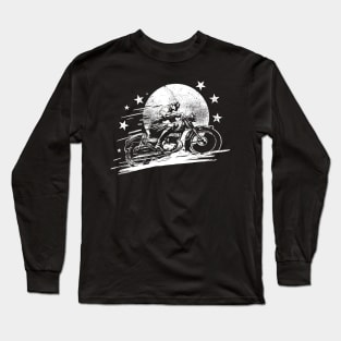 Vintage Motorcycle with Biker Graphic Long Sleeve T-Shirt